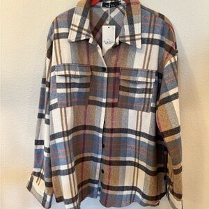 Plaid Utility Shacket in Plaid by Trendy Queen